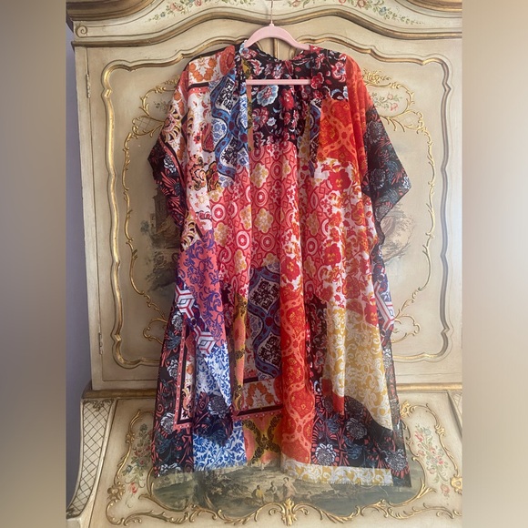 Three Bird Nest Multicolor Patchwork Kimono - Picture 1 of 5